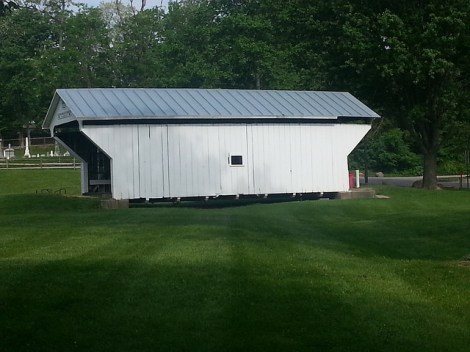 Restored covered bridge located in Lewisburg's community park.